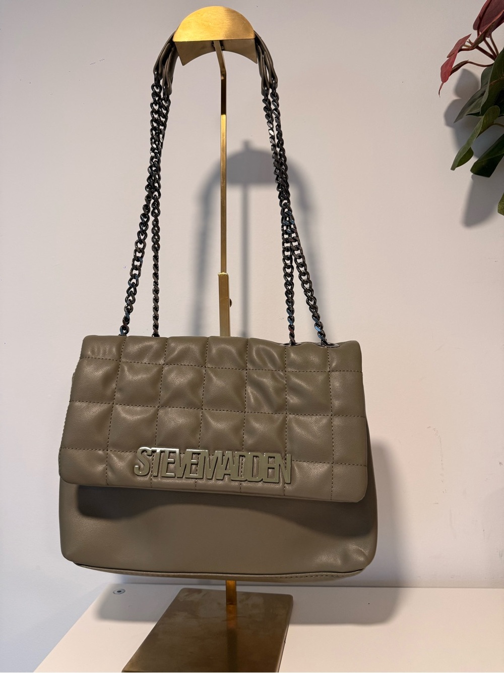 Steve Madden Quilted Shoulder Bag in Olive